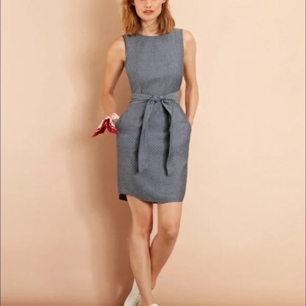 NWT Brooks Brothers Polka Dot Chambray Dress Size 8